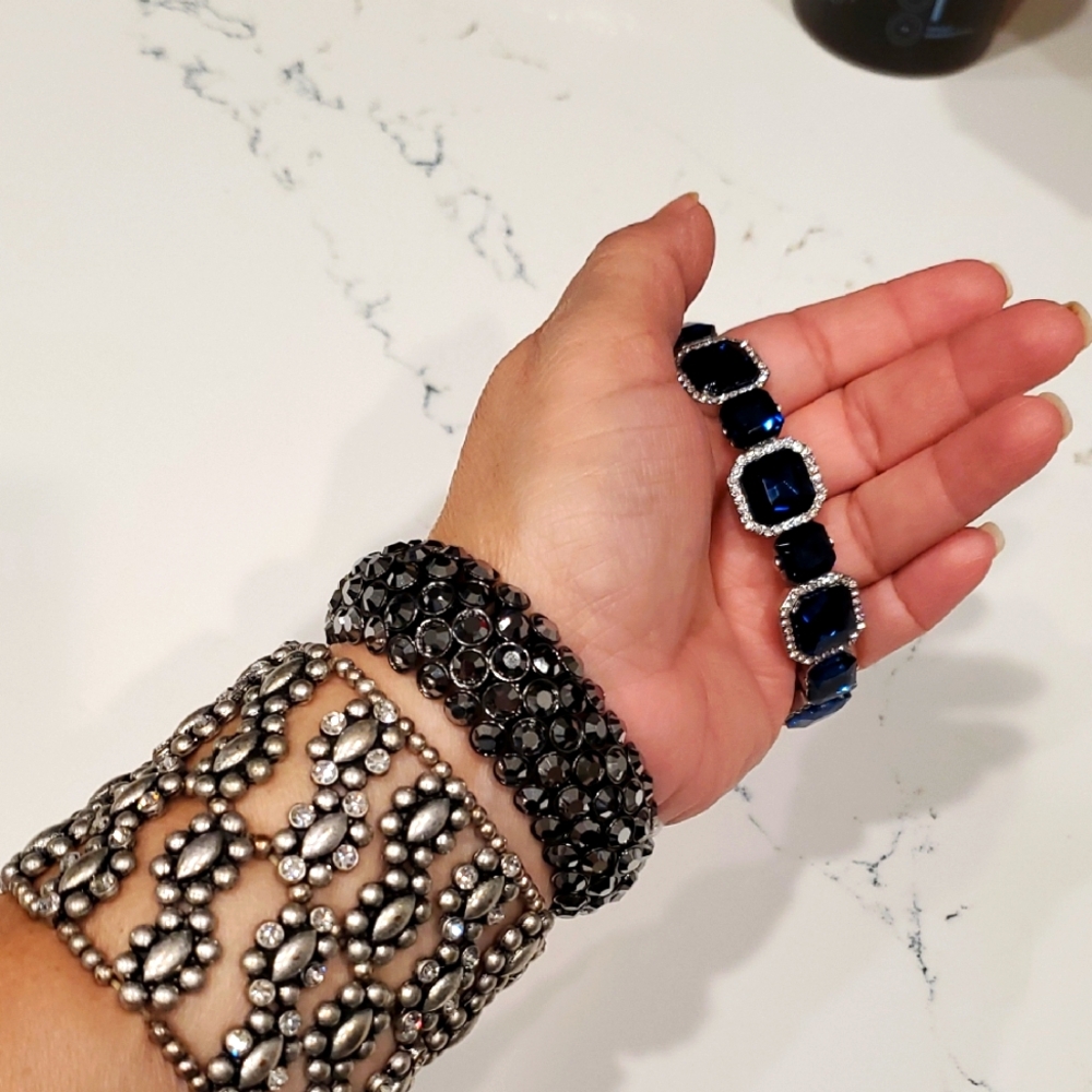 Elegant Blue and Silver Women's Bracelet Set Of 3